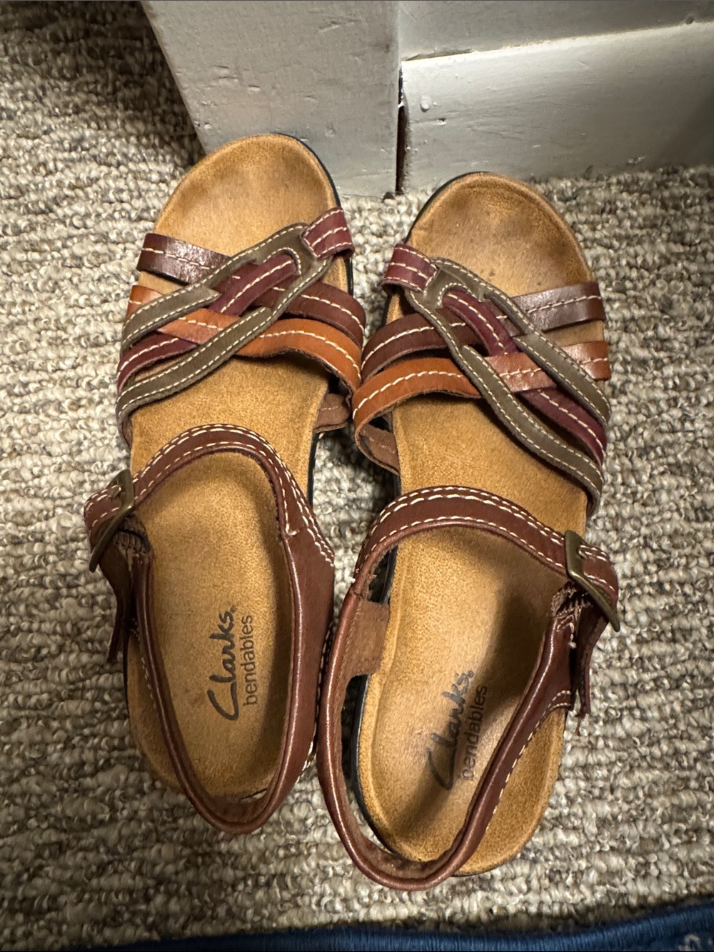 Clarks Bendables Brown Multi-Strap Leather Sandals